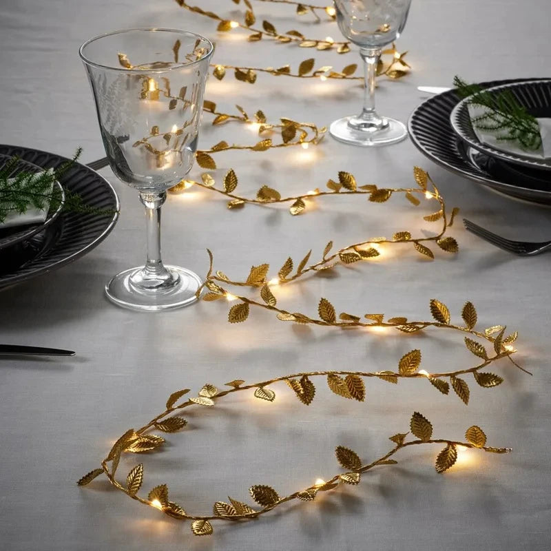 Golden Leaf Decoration String Lights
