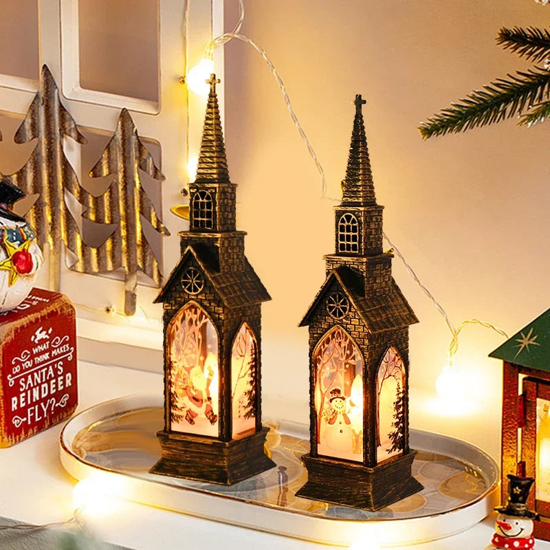 Christmas LED Night Light Santa Claus Snowman Lantern Lamp
