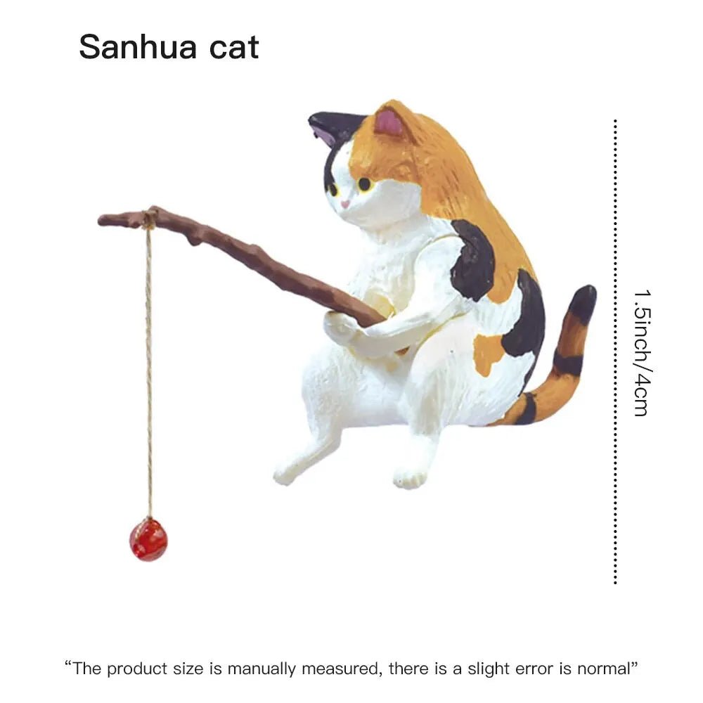 Fish Tank Fishing Cat Ornaments