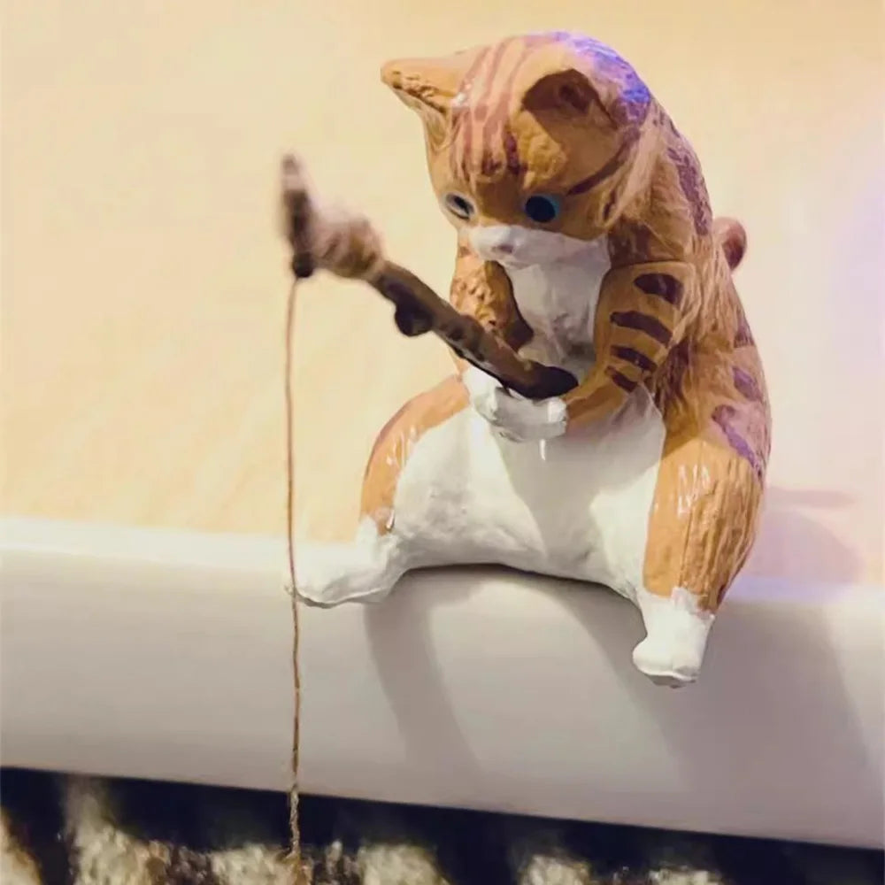 Fish Tank Fishing Cat Ornaments