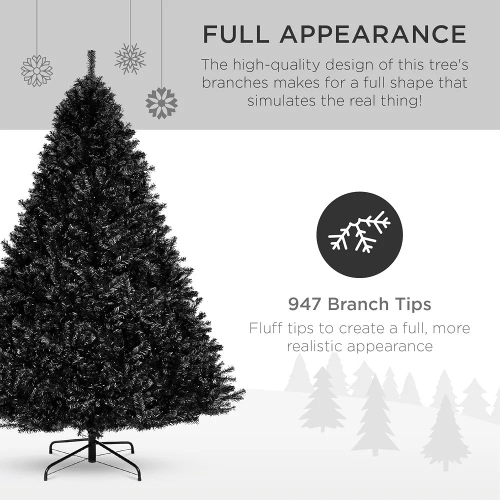 Artificial Christmas Tree Full Black Holiday Decoration