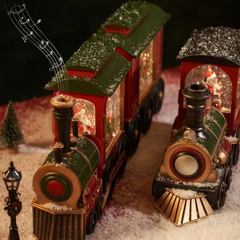 Crystal Ball Ornaments LED Lights Train Santa Claus Merry Christmas Decoration