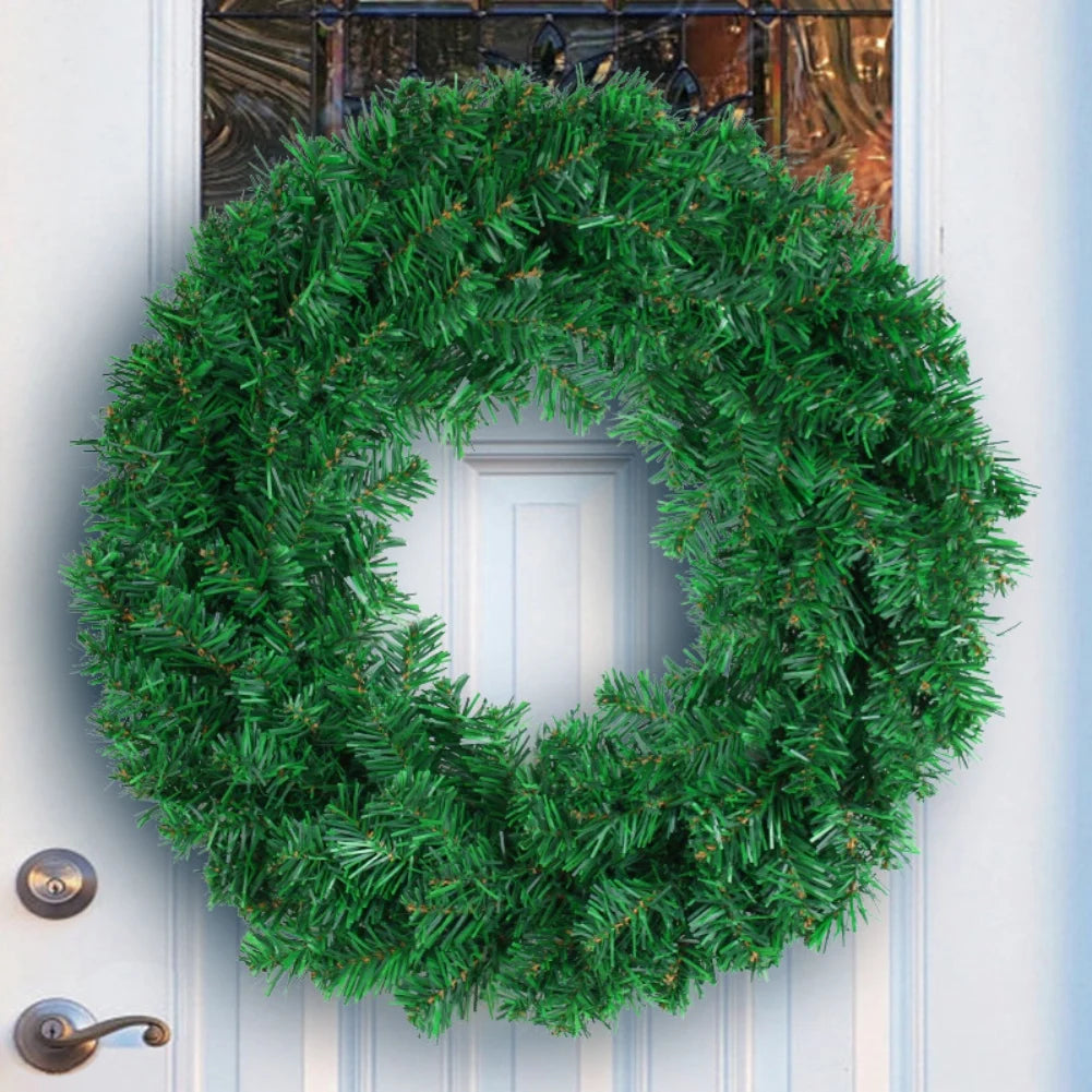 Artificial Green Christmas Ribbon Wreath Fall Wreath for Front Door