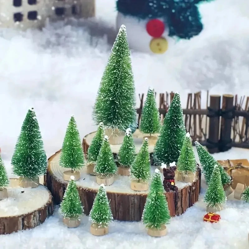 Mini Wooden Christmas Tree Ornament Decor