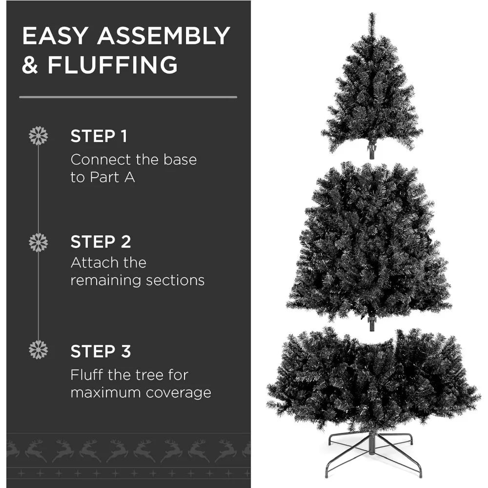 Artificial Christmas Tree Full Black Holiday Decoration