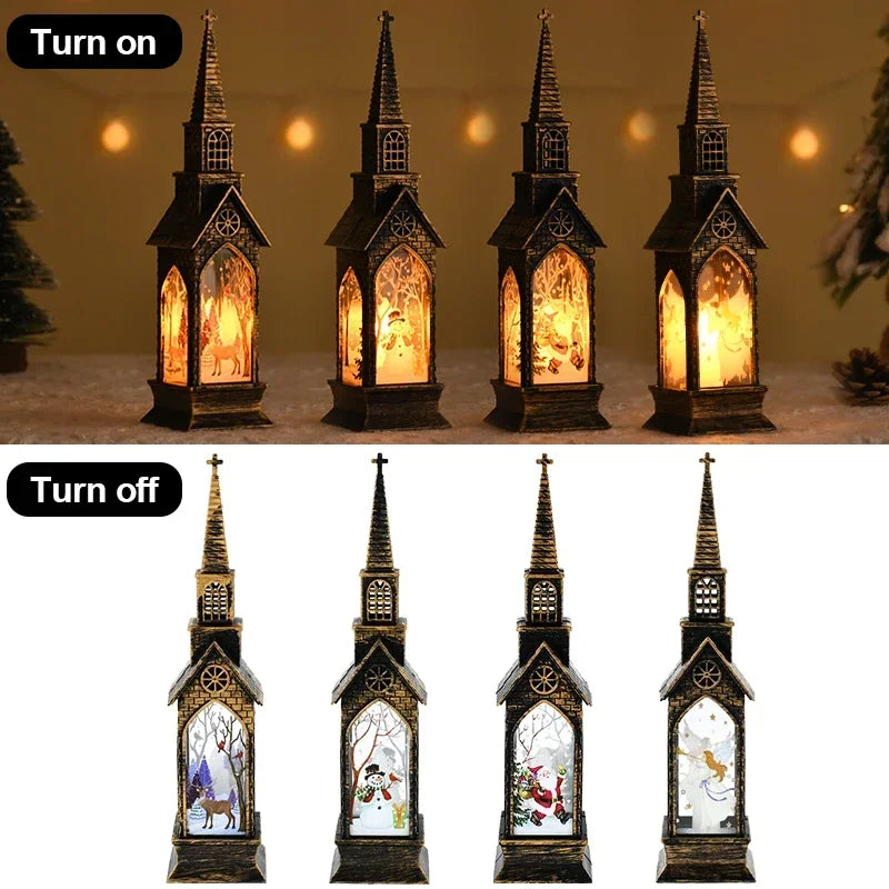 Christmas LED Night Light Santa Claus Snowman Lantern Lamp