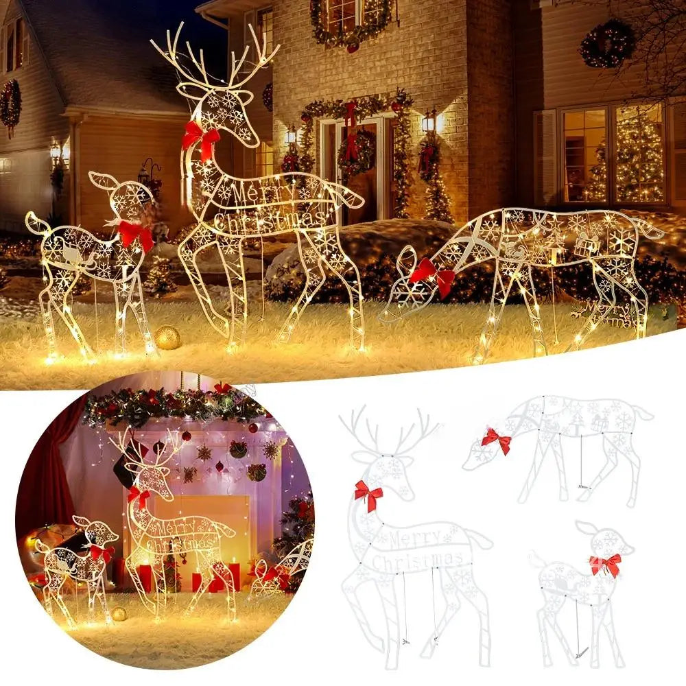 Original Lighted Deer Reindeer Family Lighted Deer Christmas Decor With Led Lights Light