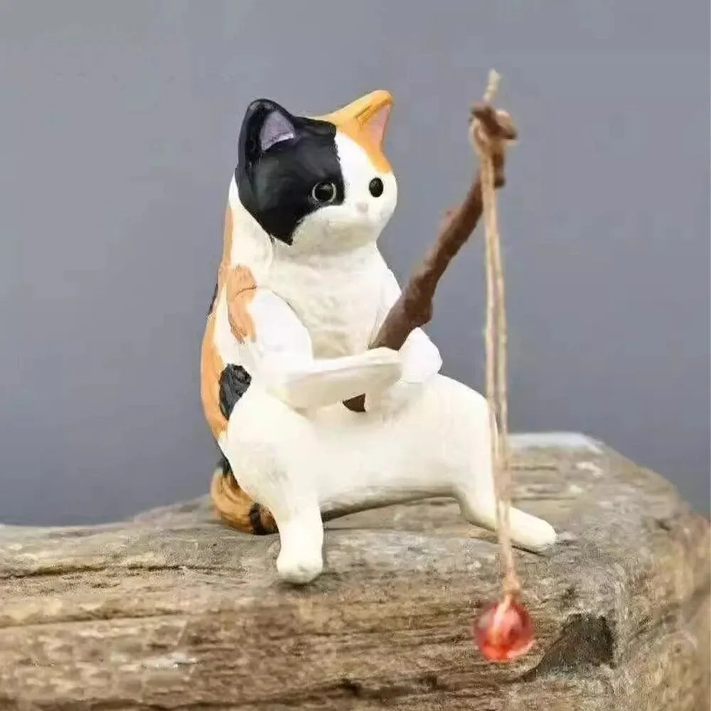 Fish Tank Fishing Cat Ornaments