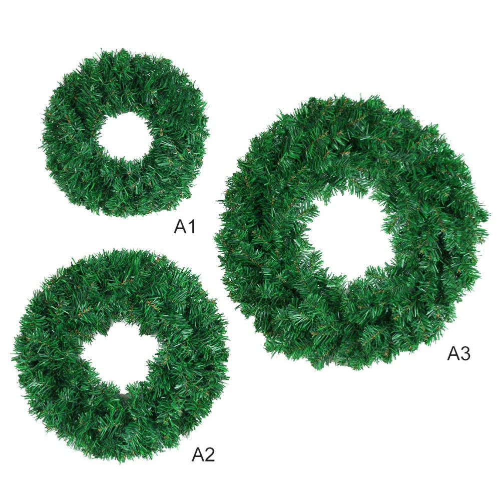 Artificial Green Christmas Ribbon Wreath Fall Wreath for Front Door