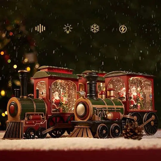 Crystal Ball Ornaments LED Lights Train Santa Claus Merry Christmas Decoration