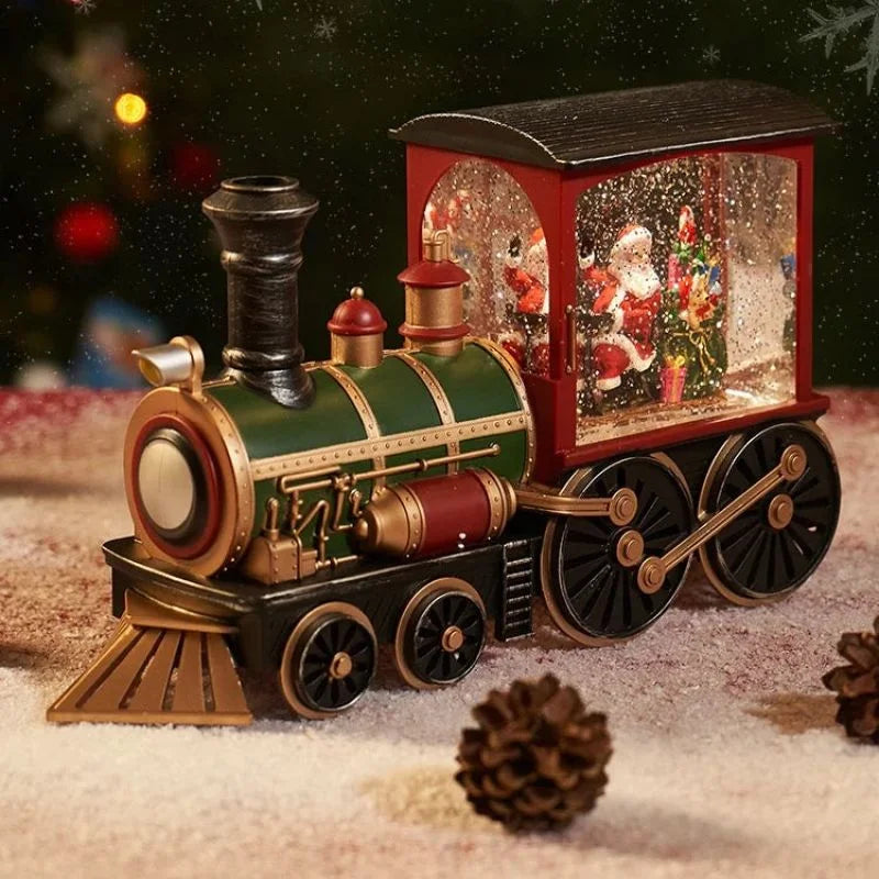 Crystal Ball Ornaments LED Lights Train Santa Claus Merry Christmas Decoration