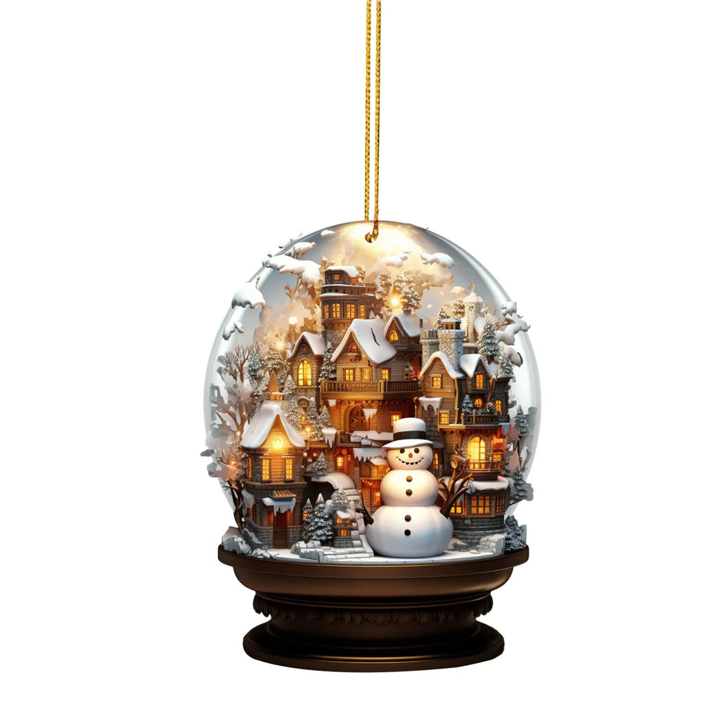 Christmas Snowman Crystal Globe Ornament