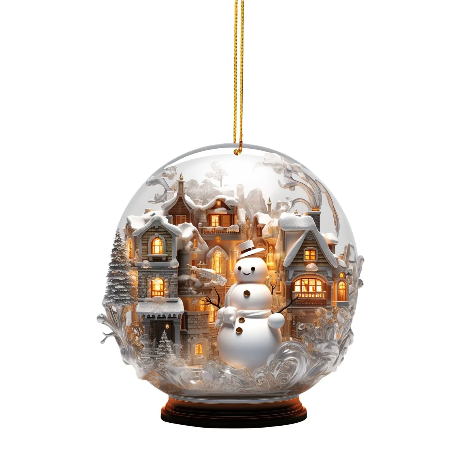 Christmas Snowman Crystal Globe Ornament