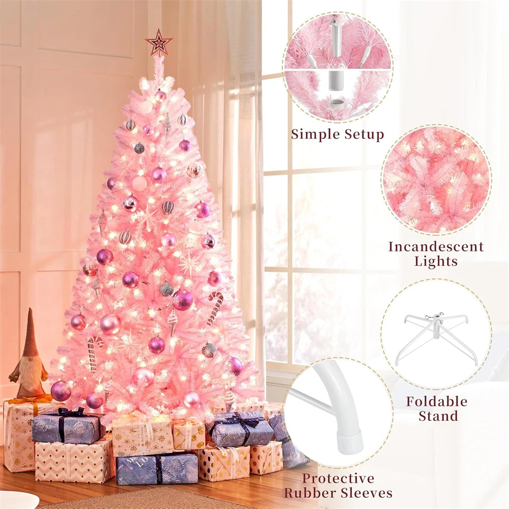 6/7ft Artificial Pink Christmas Pine Tree