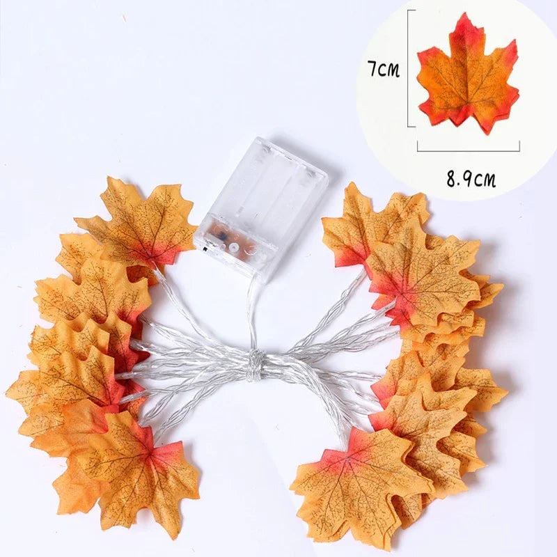 Christmas Decoration Artificial Maple Leaf Leaves LED Light String Lantern Garland Home Party