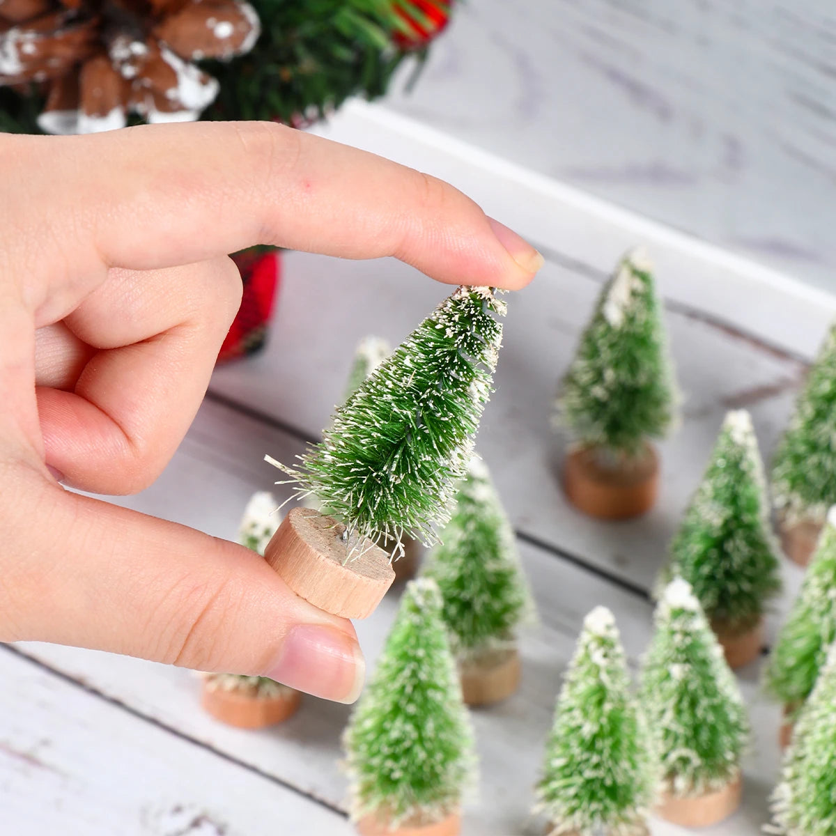 Mini Wooden Christmas Tree Ornament Decor