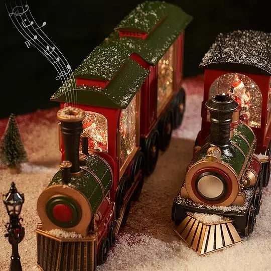 Crystal Ball Ornaments LED Lights Train Santa Claus Merry Christmas Decoration