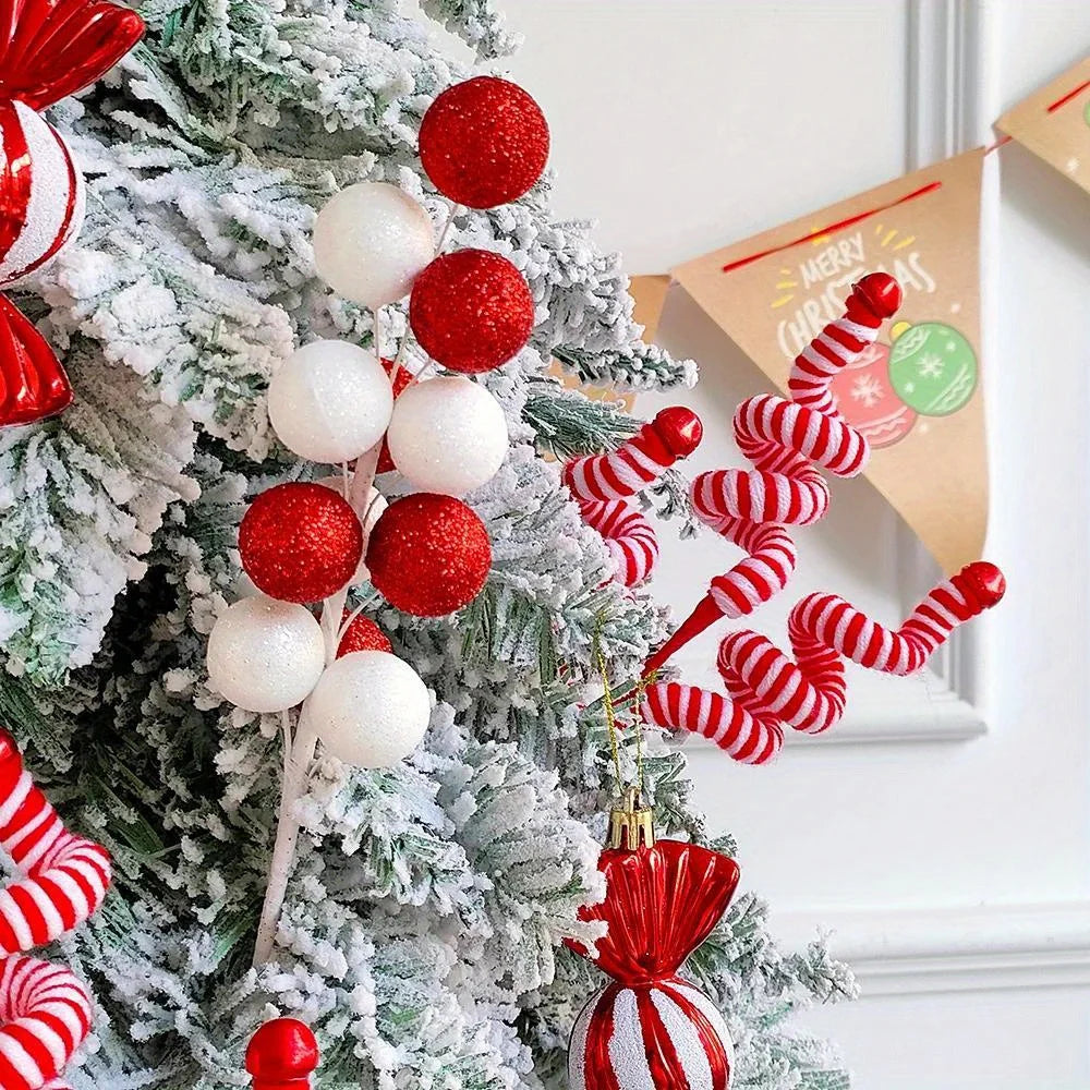 Christmas Tree Candy Canes - Festive Wool Candy Roll Decoration for Christmas, New Year and Winter Holidays