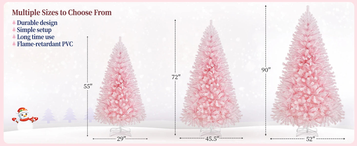 6/7ft Artificial Pink Christmas Pine Tree