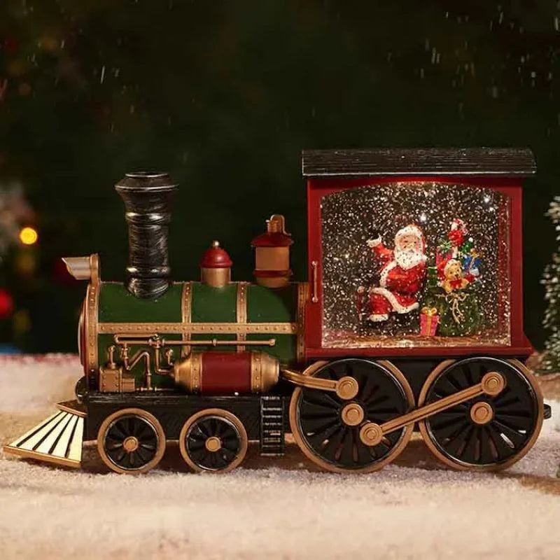 Crystal Ball Ornaments LED Lights Train Santa Claus Merry Christmas Decoration