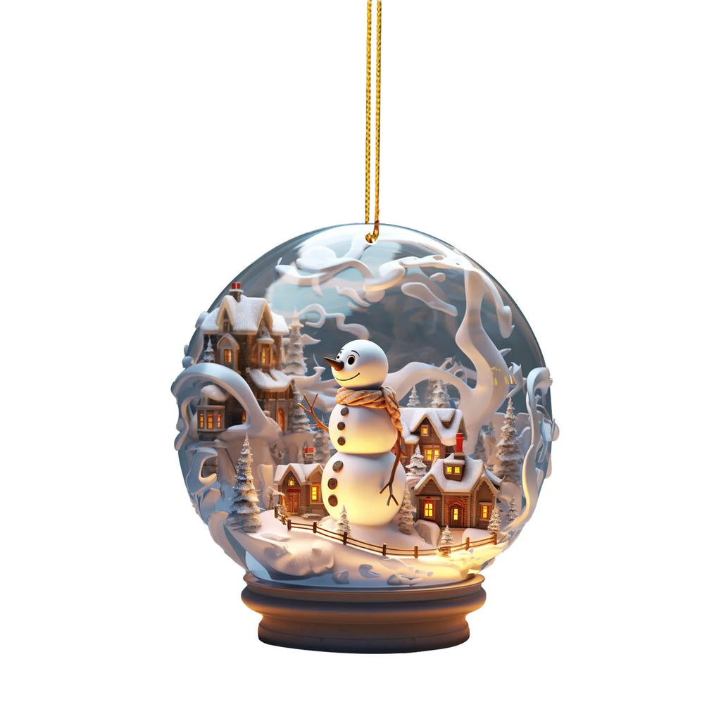 Christmas Snowman Crystal Globe Ornament