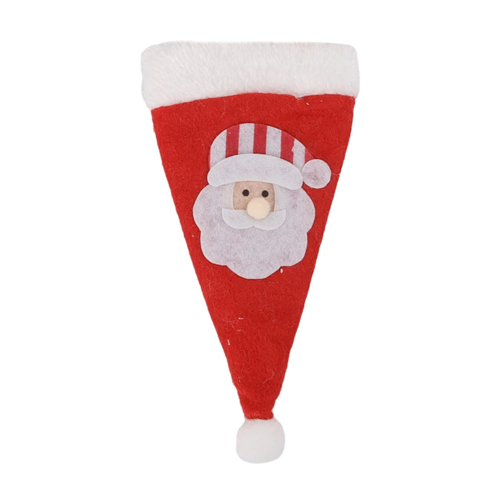 Christmas Cutlery Holder Set Mini Santa Hat Fork Knife Tableware Holder Bag