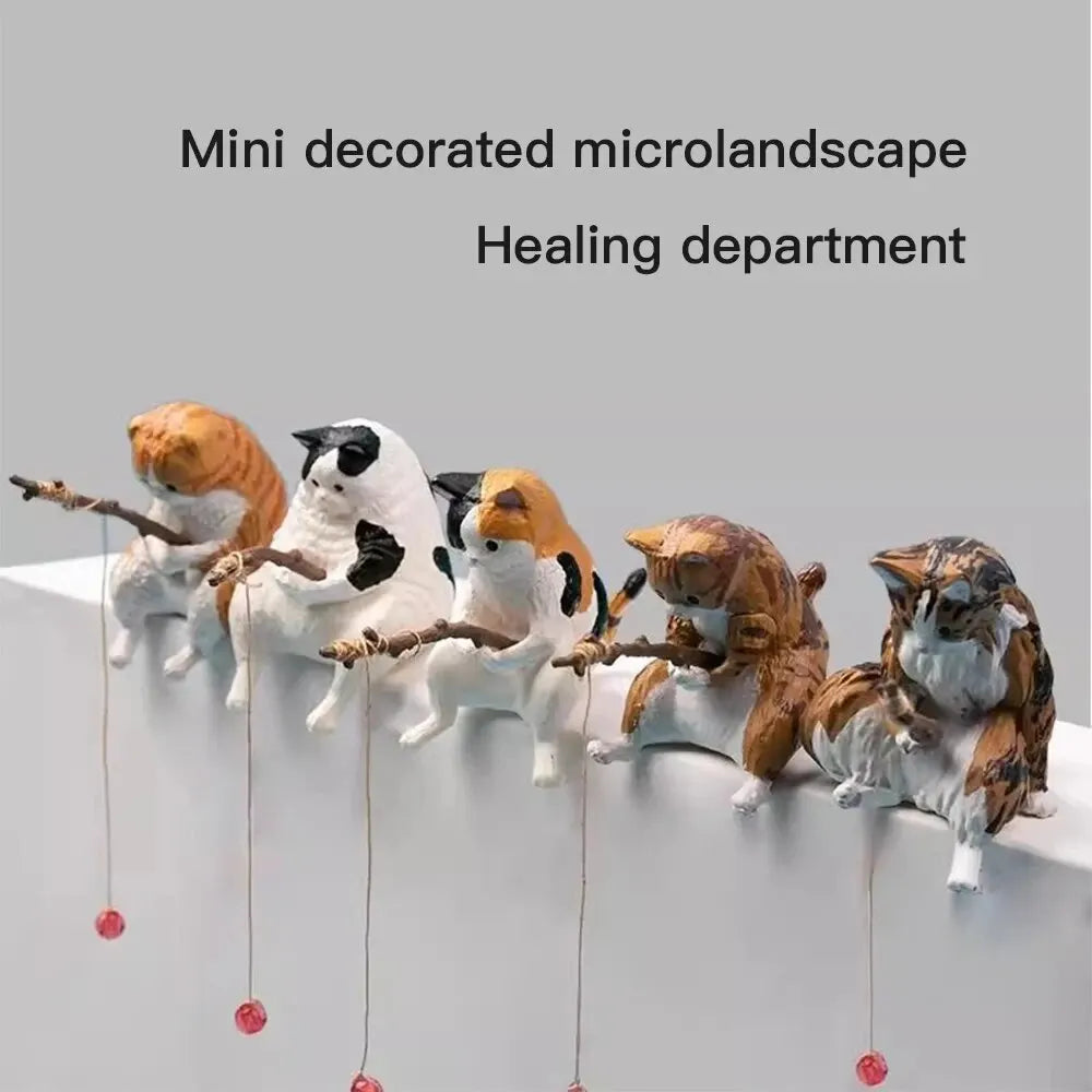 Fish Tank Fishing Cat Ornaments