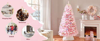 6/7ft Artificial Pink Christmas Pine Tree