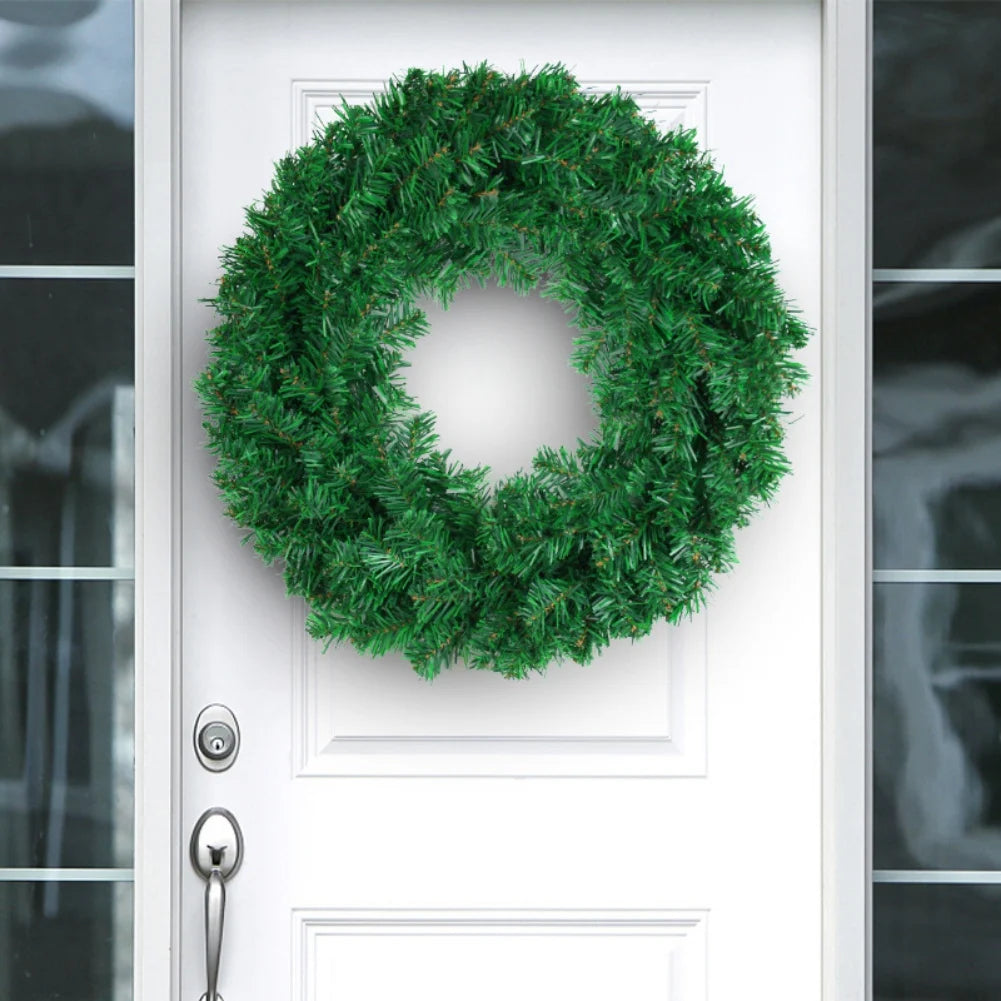 Artificial Green Christmas Ribbon Wreath Fall Wreath for Front Door