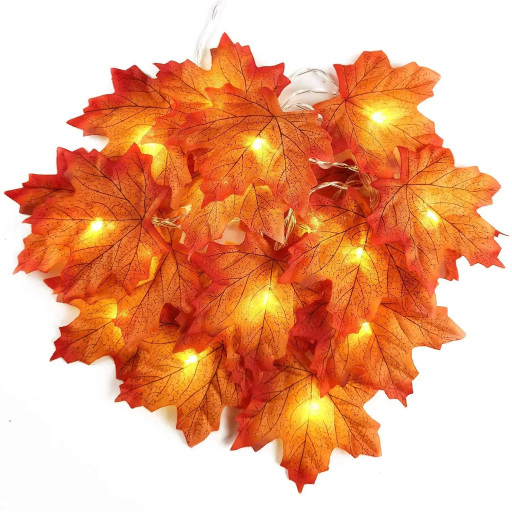 Christmas Decoration Artificial Maple Leaf Leaves LED Light String Lantern Garland Home Party