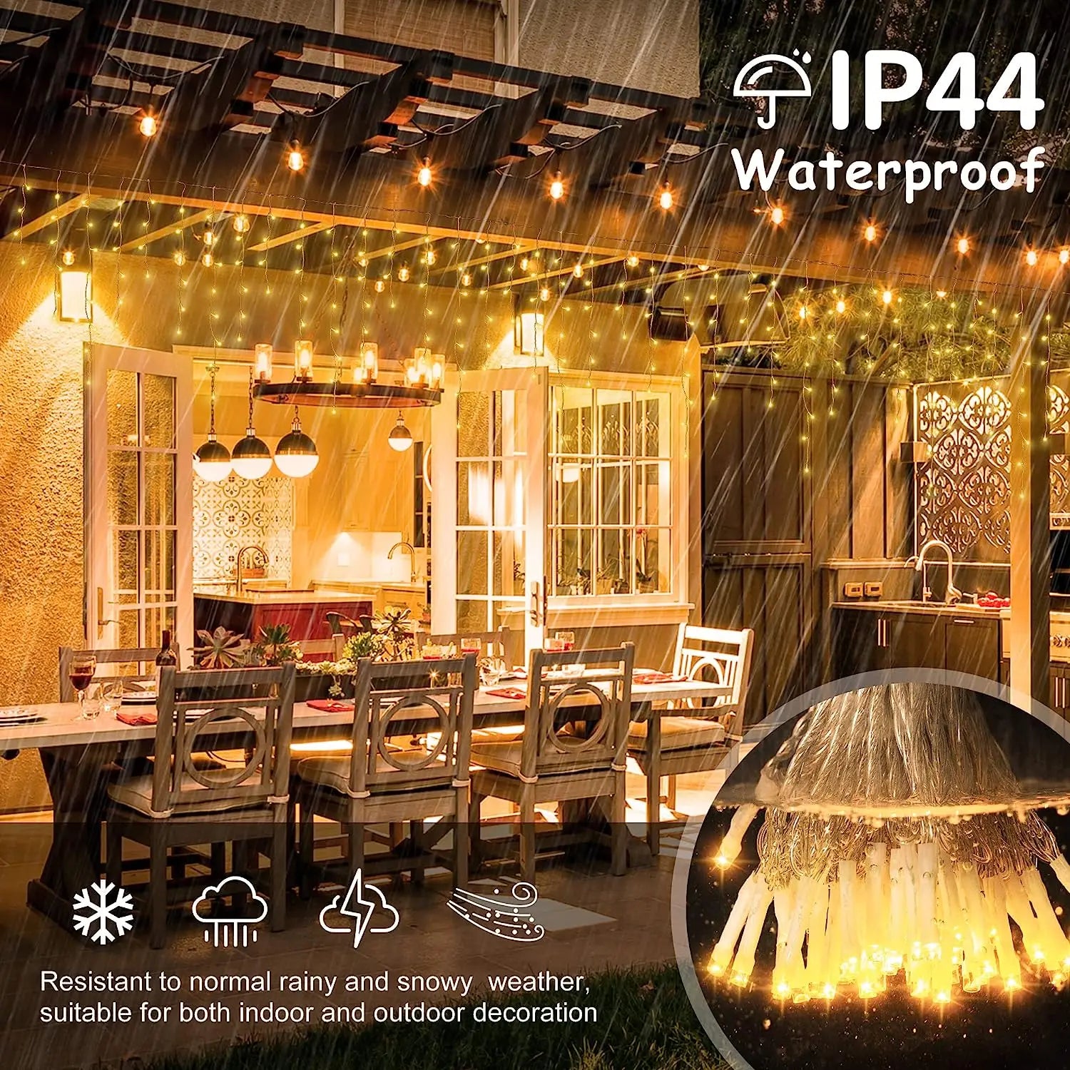 Christmas Festoon Led Icicle Curtain Lights