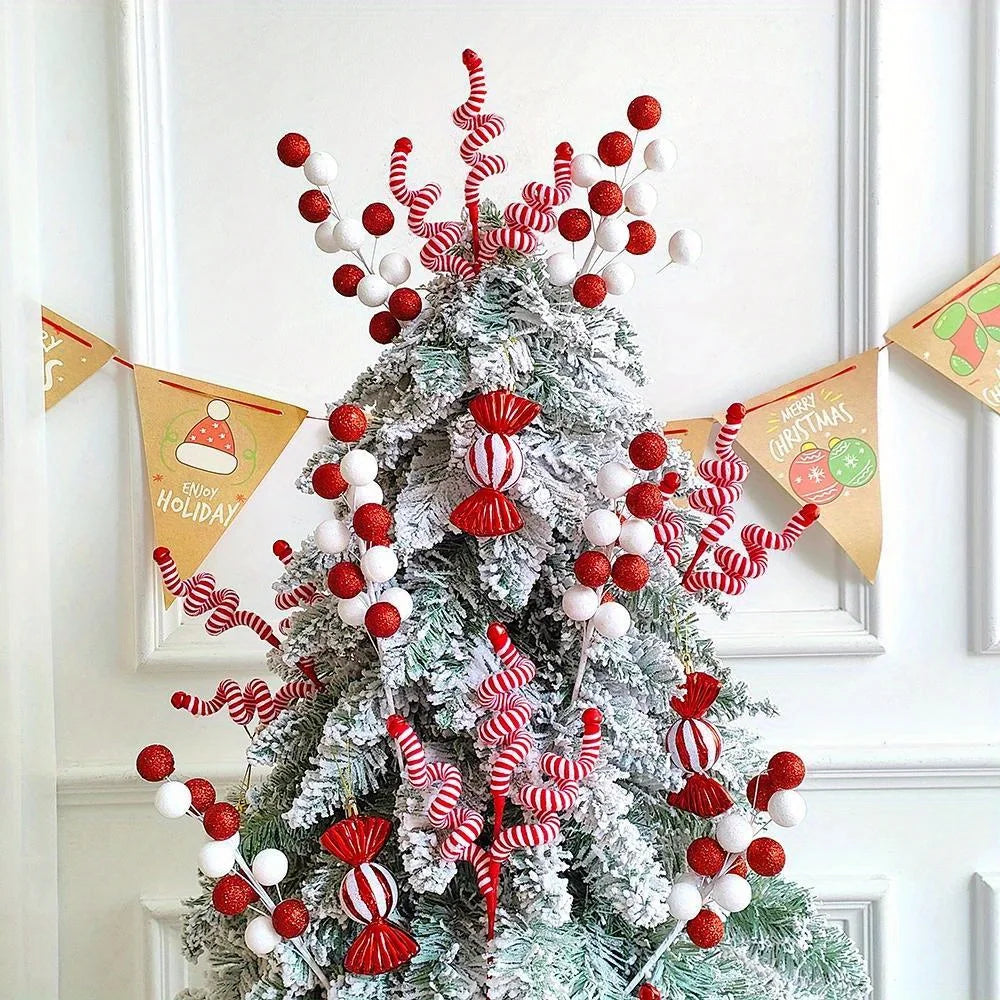 Christmas Tree Candy Canes - Festive Wool Candy Roll Decoration for Christmas, New Year and Winter Holidays