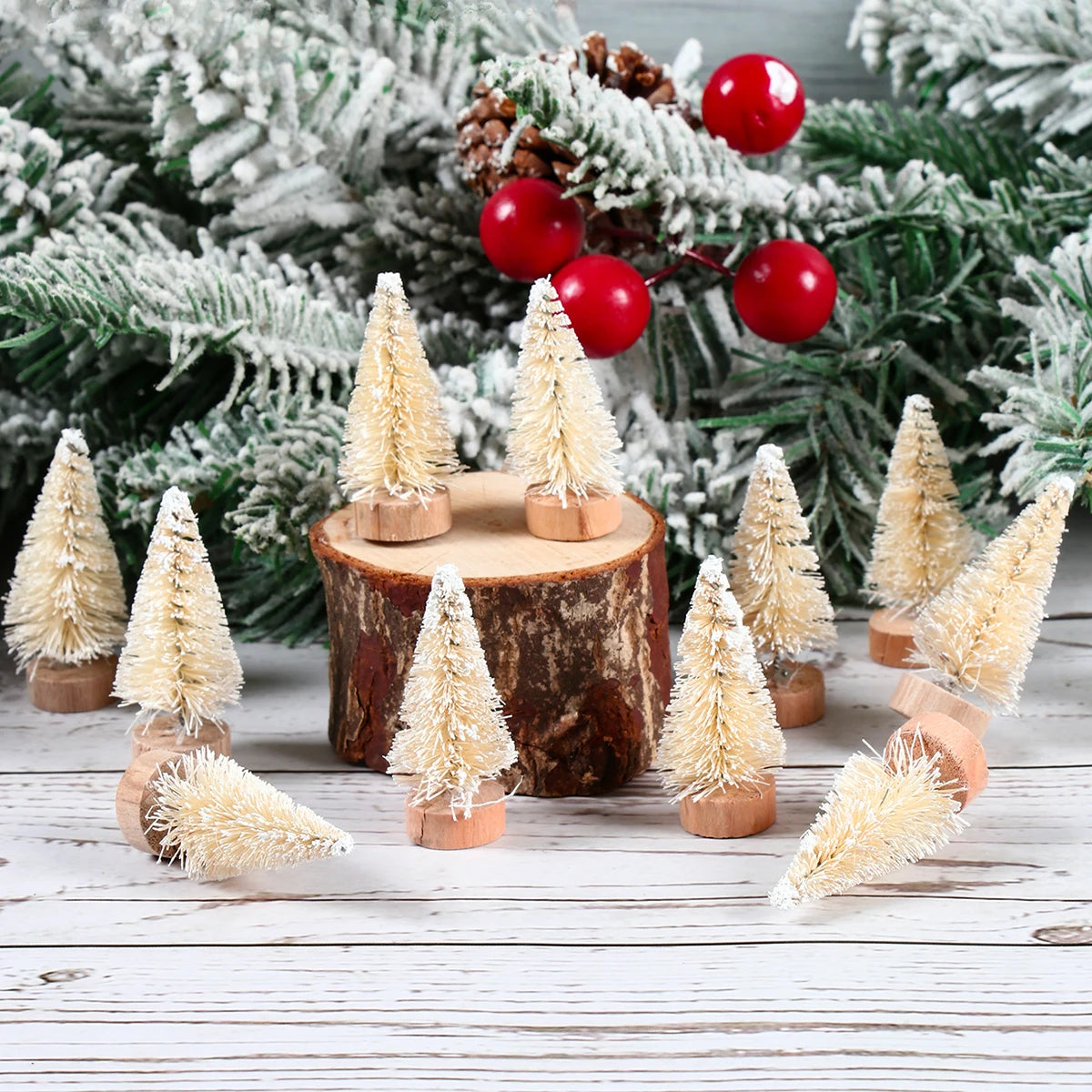 Mini Wooden Christmas Tree Ornament Decor