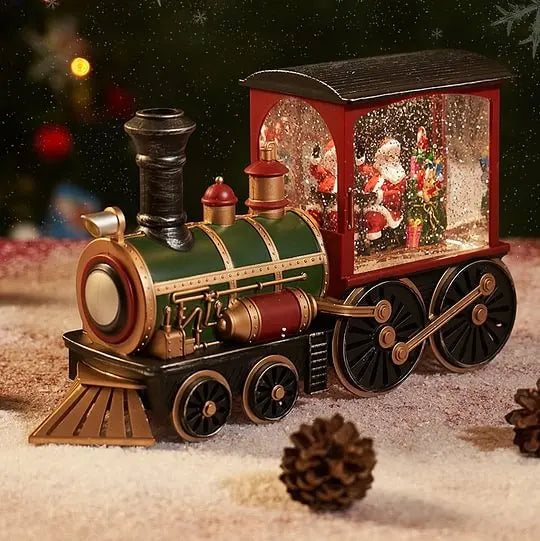 Crystal Ball Ornaments LED Lights Train Santa Claus Merry Christmas Decoration