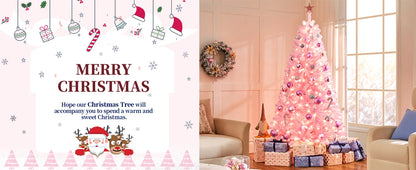 6/7ft Artificial Pink Christmas Pine Tree