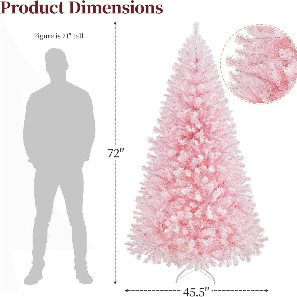6/7ft Artificial Pink Christmas Pine Tree