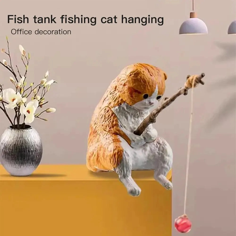 Fish Tank Fishing Cat Ornaments