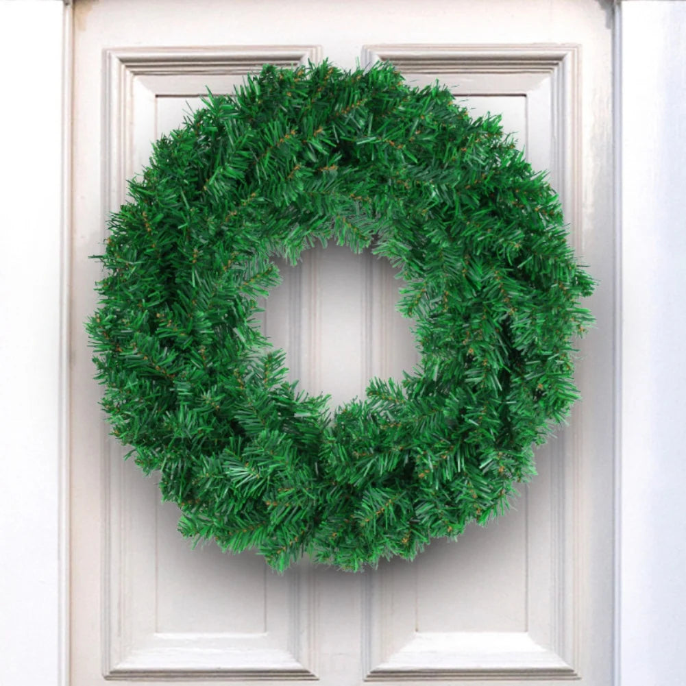 Artificial Green Christmas Ribbon Wreath Fall Wreath for Front Door