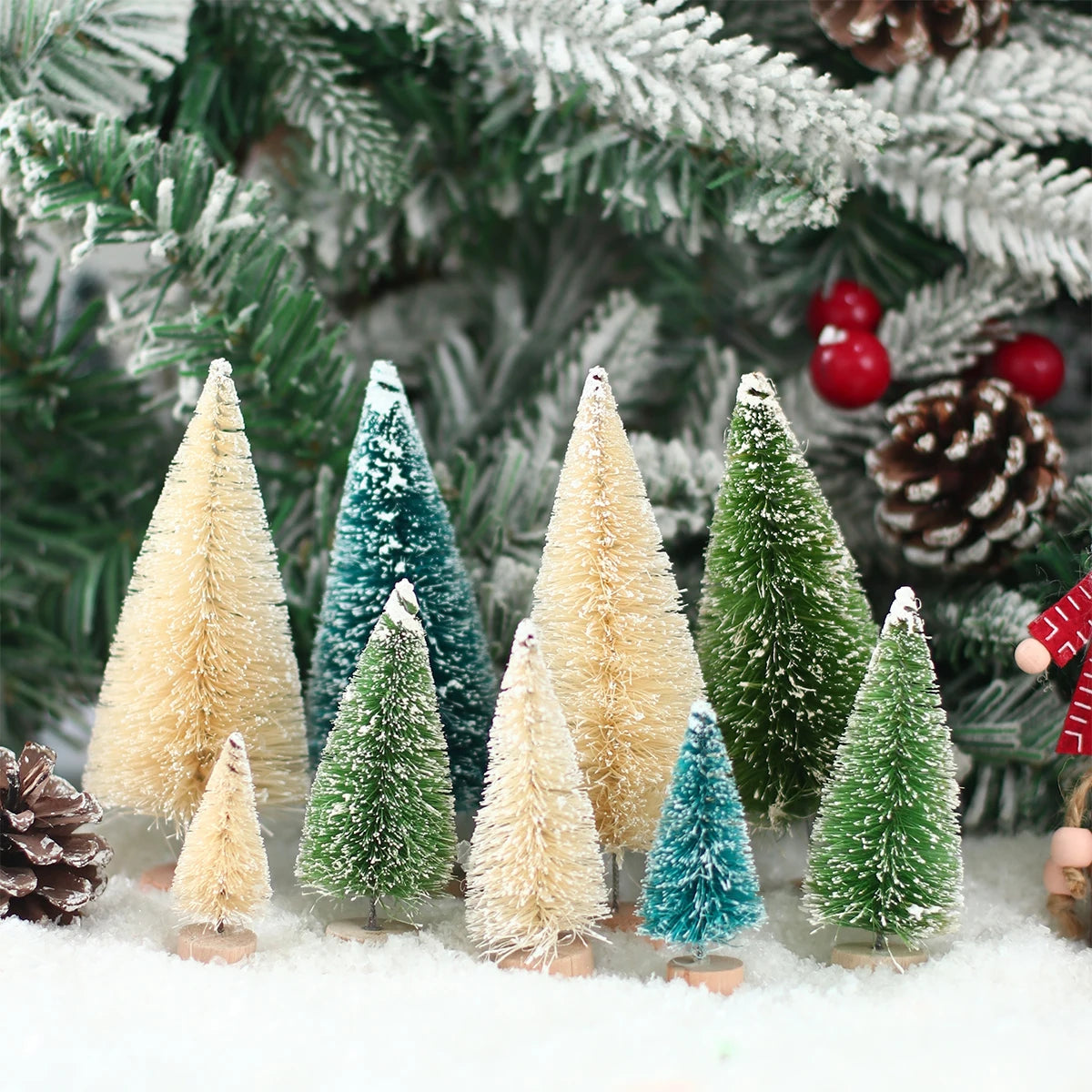 Mini Wooden Christmas Tree Ornament Decor