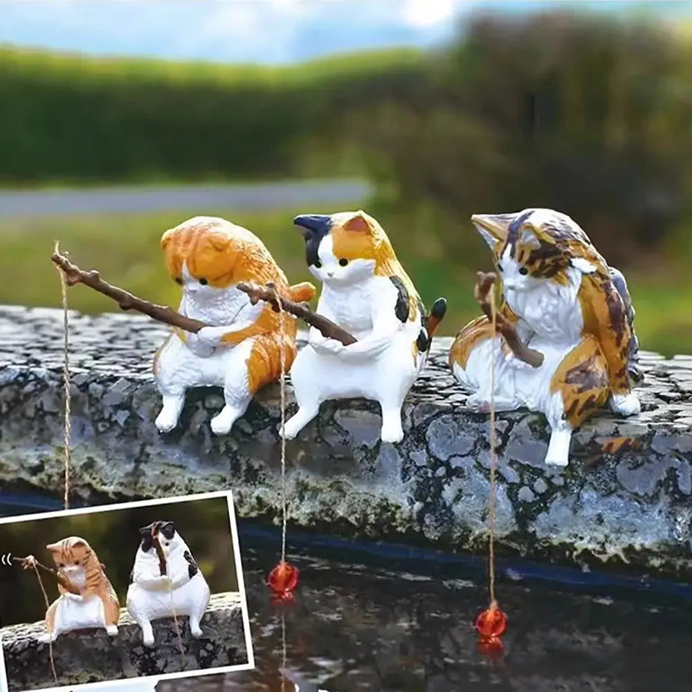 Fish Tank Fishing Cat Ornaments