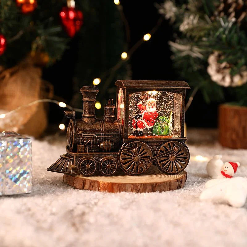 Crystal Ball Ornaments LED Lights Train Santa Claus Merry Christmas Decoration