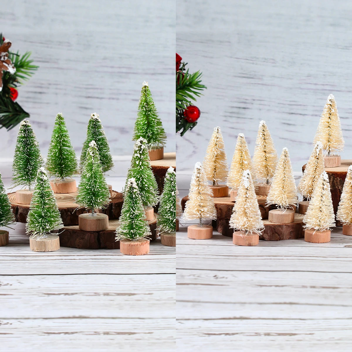 Mini Wooden Christmas Tree Ornament Decor