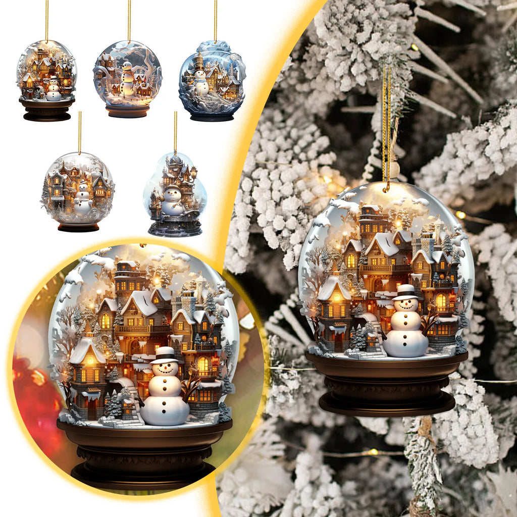 Christmas Snowman Crystal Globe Ornament