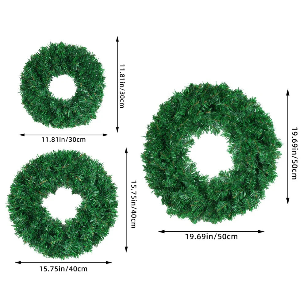 Artificial Green Christmas Ribbon Wreath Fall Wreath for Front Door