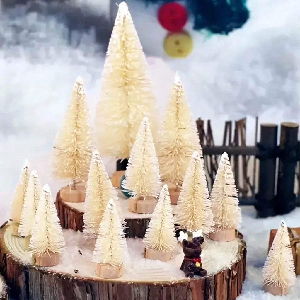 Mini Wooden Christmas Tree Ornament Decor