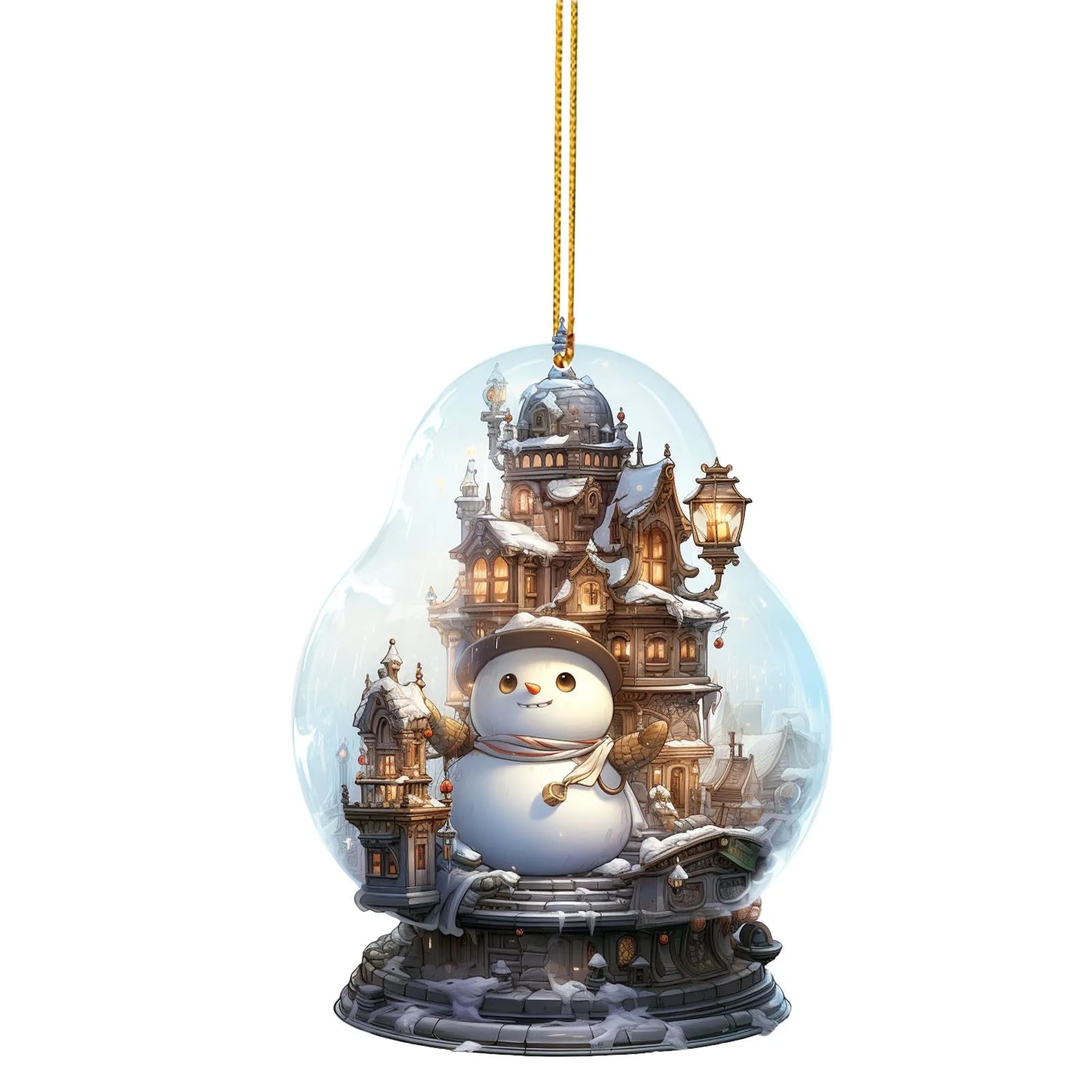 Christmas Snowman Crystal Globe Ornament