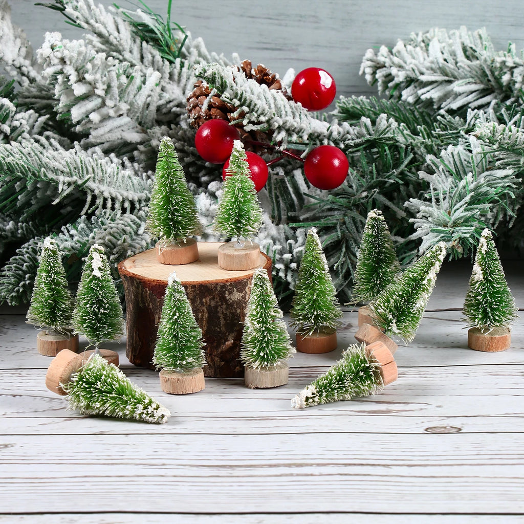 Mini Wooden Christmas Tree Ornament Decor