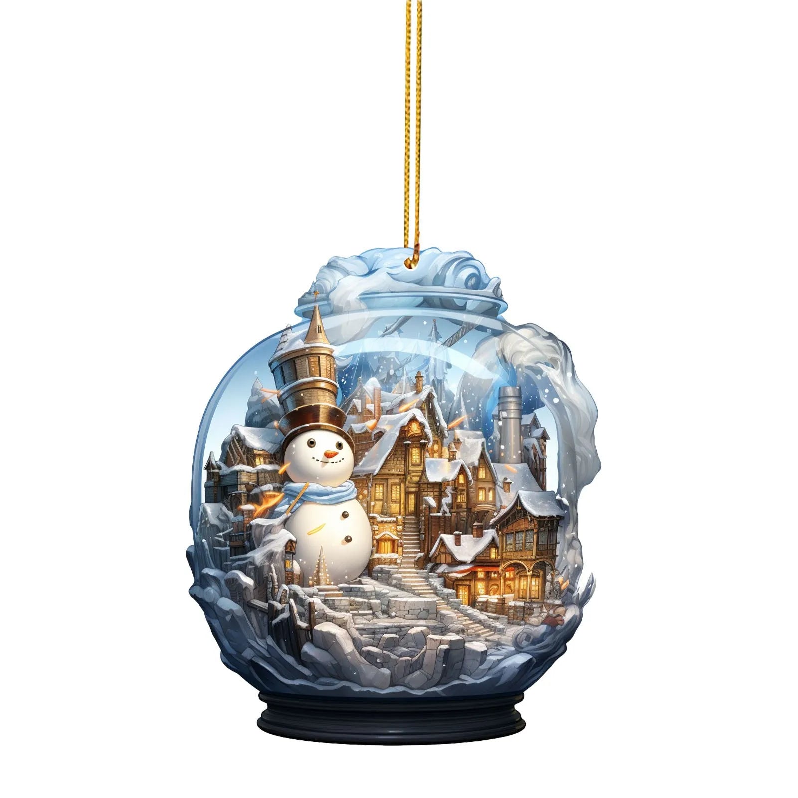 Christmas Snowman Crystal Globe Ornament