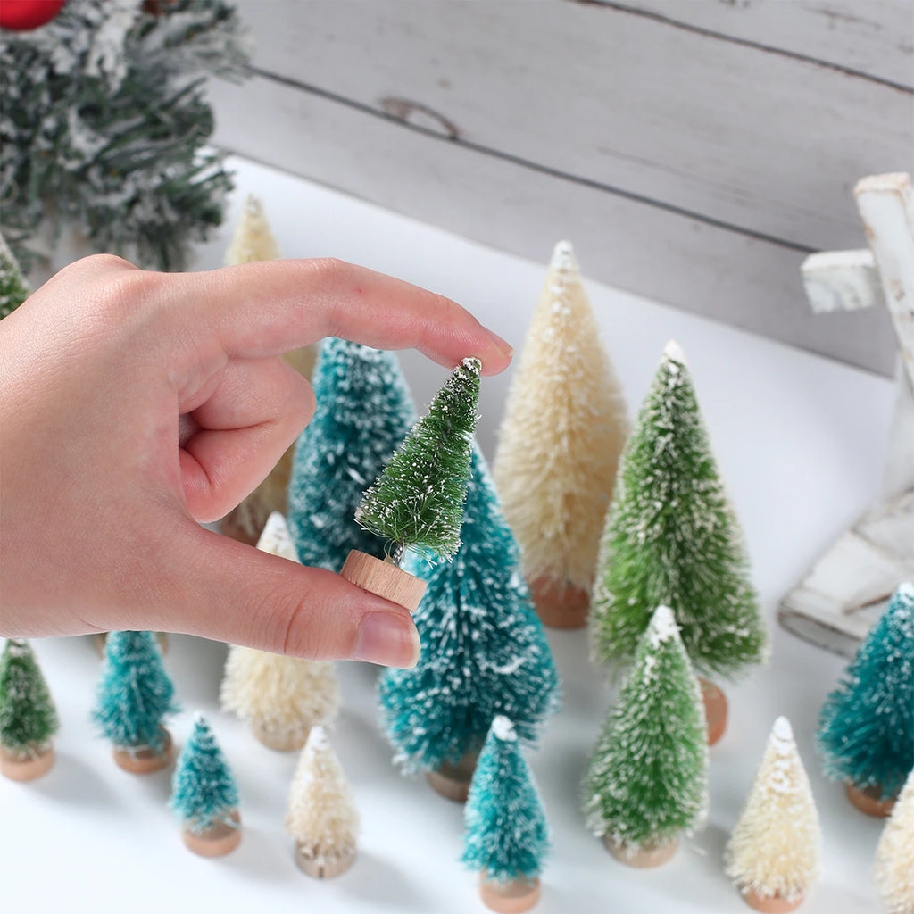 Mini Wooden Christmas Tree Ornament Decor