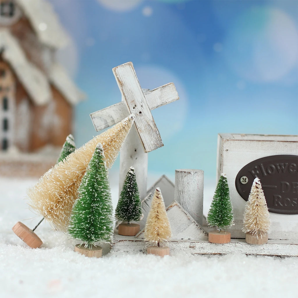 Mini Wooden Christmas Tree Ornament Decor